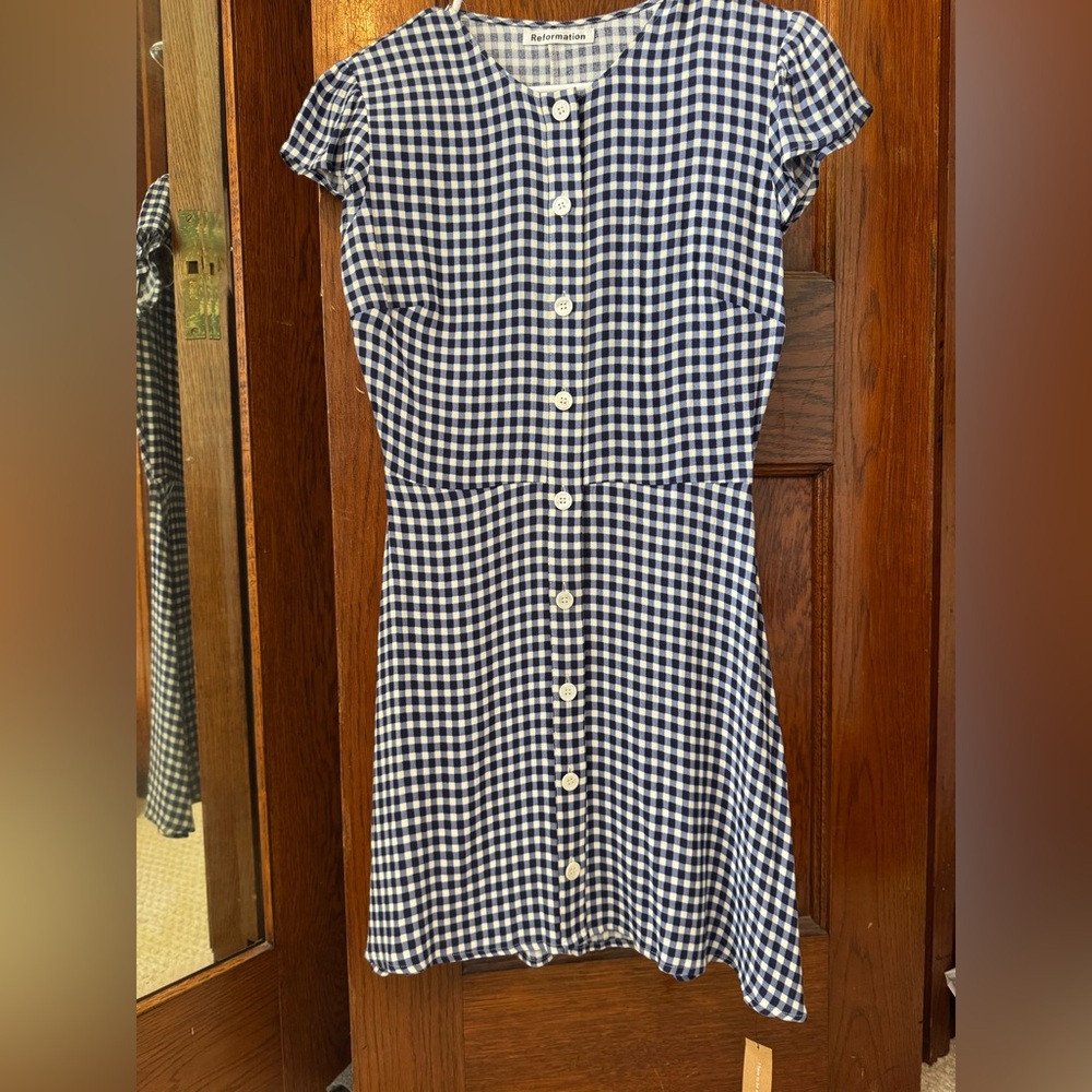 NWT Reformation Vikki Blue Gingham Dress